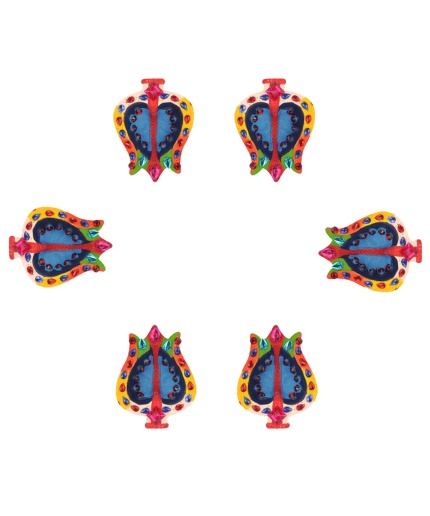 iHandikart Handicrafts Handpainted Terracotta Diyas , Multicolor ( Set of 6 ) 3 ” x 1 ” IHK4054-6 | Save 33% - Rajasthan Living