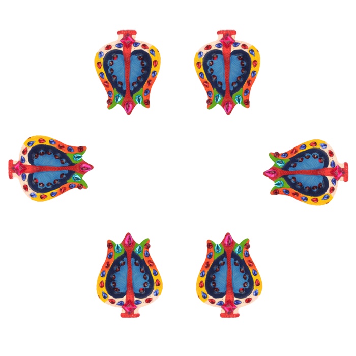 iHandikart Handicrafts Handpainted Terracotta Diyas , Multicolor ( Set of 6 ) 3 ” x 1 ” IHK4054-6 | Save 33% - Rajasthan Living 6