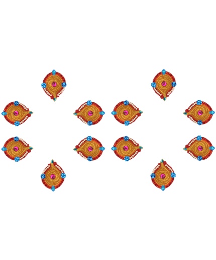 iHandikart Handicrafts Handpainted Terracotta Diyas , Multicolor ( Set of 12 ) 3 ” x 1 ” IHK4055-12 | Save 33% - Rajasthan Living 5