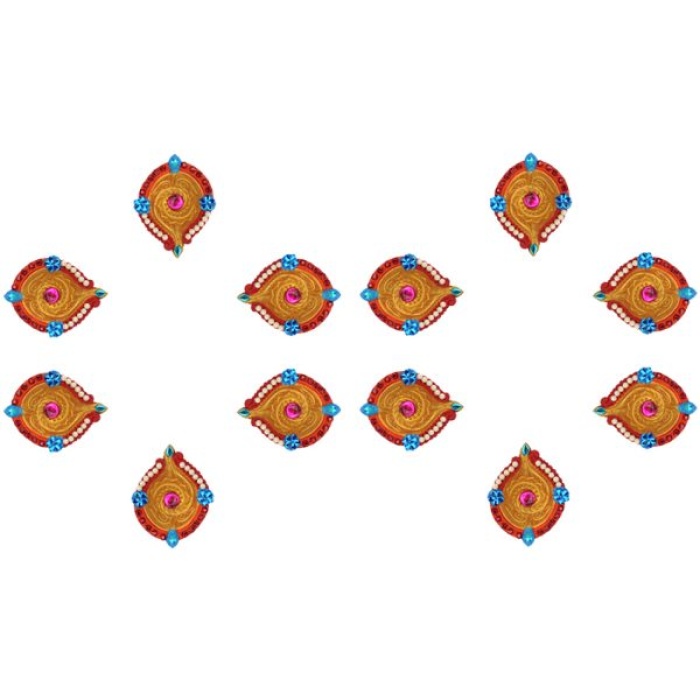 iHandikart Handicrafts Handpainted Terracotta Diyas , Multicolor ( Set of 6 ) 3 ” x 1 ” IHK4055-6 | Save 33% - Rajasthan Living 8