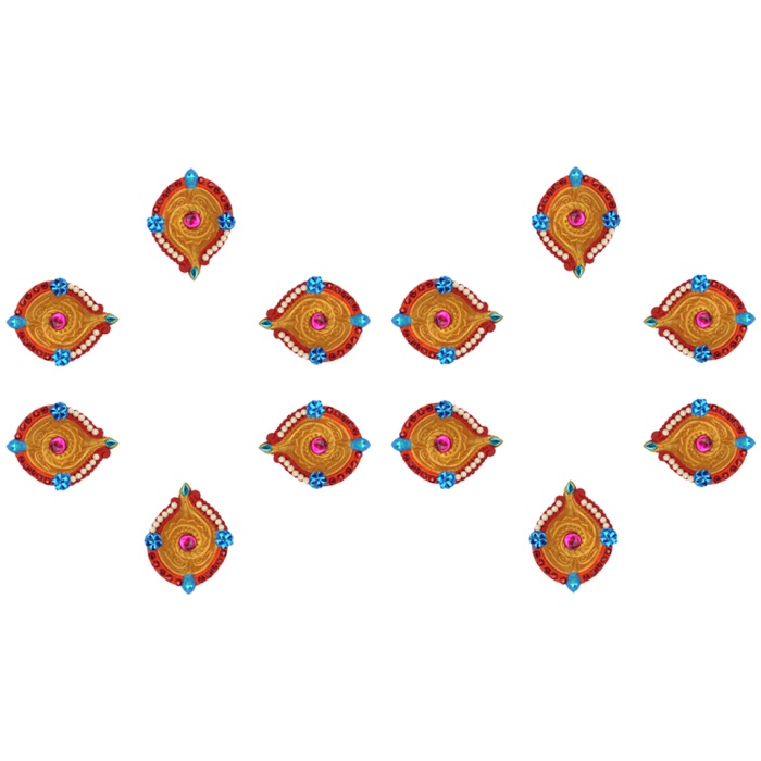 iHandikart Handicrafts Handpainted Terracotta Diyas , Multicolor ( Set of 12 ) 3 ” x 1 ” IHK4055-12 | Save 33% - Rajasthan Living 6