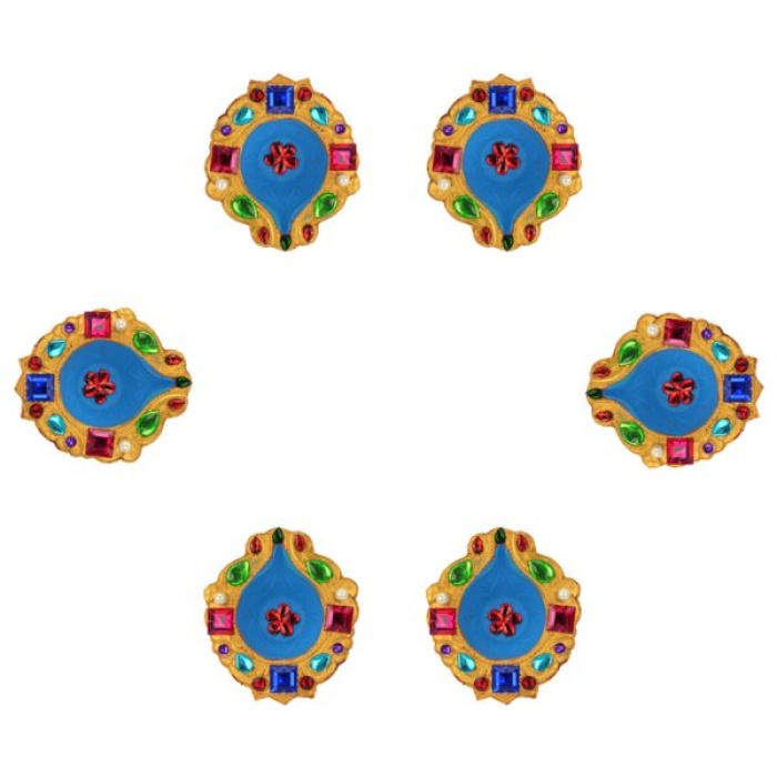 iHandikart Handicrafts Handpainted Terracotta Diyas , Multicolor ( Set of 12 ) 3 ” x 1 ” IHK4056-12 | Save 33% - Rajasthan Living 8