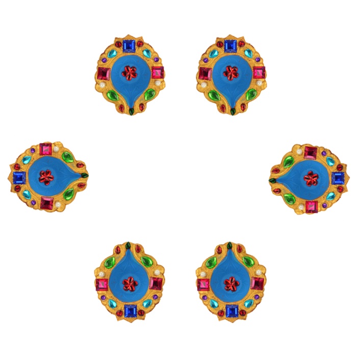 iHandikart Handicrafts Handpainted Terracotta Diyas , Multicolor ( Set of 6 ) 3 ” x 1 ” IHK4056-6 | Save 33% - Rajasthan Living 5