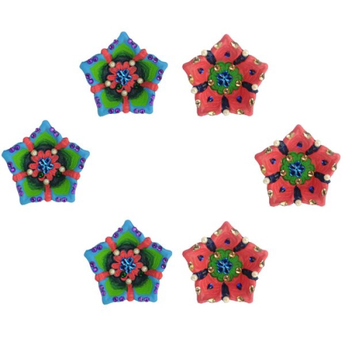 iHandikart Handicrafts Handpainted Terracotta Diyas , Multicolor ( Set of 12 ) 3 ” x 1 ” IHK4057-12 | Save 33% - Rajasthan Living 7