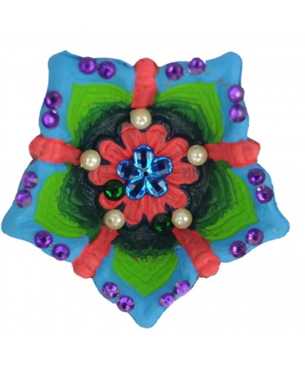 iHandikart Handicrafts Handpainted Terracotta Diyas , Multicolor ( Set of 12 ) 3 ” x 1 ” IHK4057-12 | Save 33% - Rajasthan Living 3