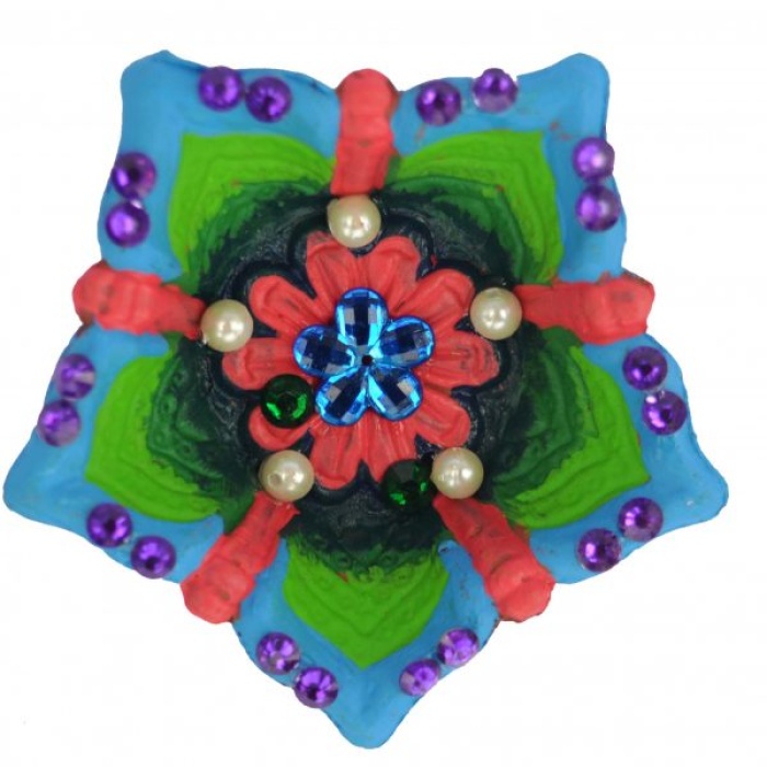 iHandikart Handicrafts Handpainted Terracotta Diyas ,Multicolor (Set of 6 ) 3 ” x 1 ” IHK4057-6 | Save 33% - Rajasthan Living 7