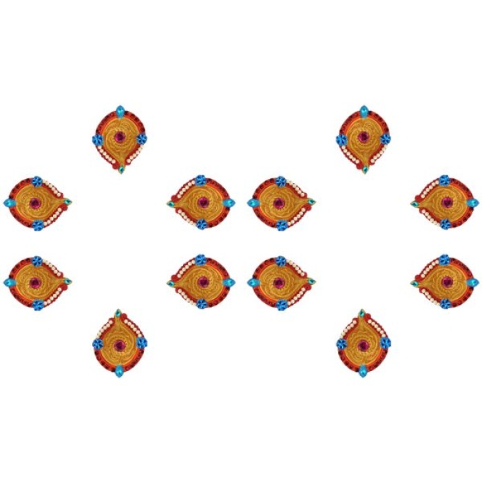 iHandikart Handicrafts Handpainted Terracotta Diyas , Multicolor ( Set of 6 ) 3 ” x 1 ” IHK4058-6 | Save 33% - Rajasthan Living 7