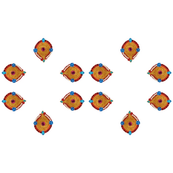 iHandikart Handicrafts Handpainted Terracotta Diyas , Multicolor ( Set of 12 ) 3 ” x 1 ” IHK4058-12 | Save 33% - Rajasthan Living 5
