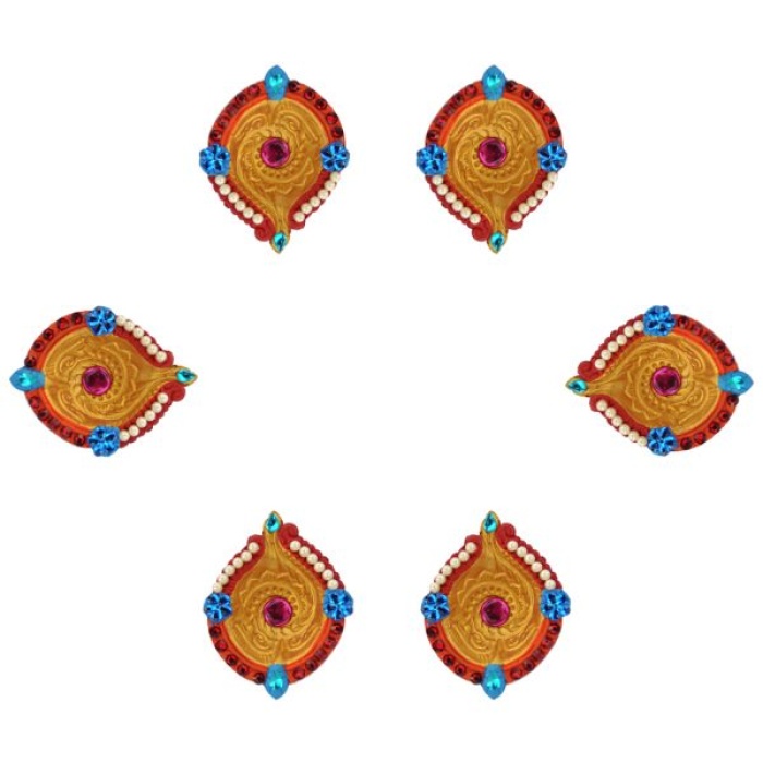 iHandikart Handicrafts Handpainted Terracotta Diyas , Multicolor ( Set of 12 ) 3 ” x 1 ” IHK4058-12 | Save 33% - Rajasthan Living 7
