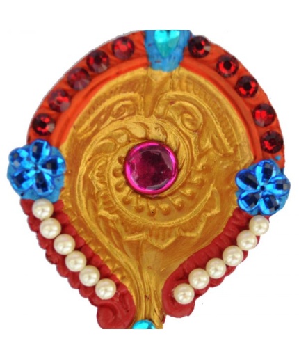 iHandikart Handicrafts Handpainted Terracotta Diyas , Multicolor ( Set of 12 ) 3 ” x 1 ” IHK4058-12 | Save 33% - Rajasthan Living 3