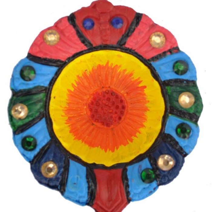 iHandikart Handicrafts Handpainted Terracotta Diyas , Multicolor ( Set of 6 ) 3 ” x 1 ” IHK4059-6 | Save 33% - Rajasthan Living 6