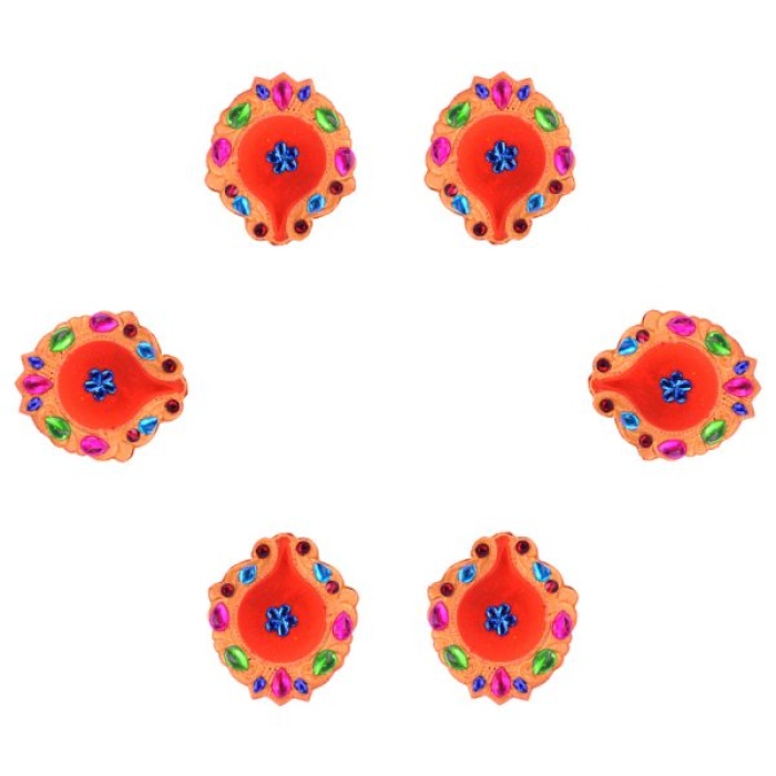 iHandikart Handicrafts Handpainted Terracotta Diyas , Multicolor ( Set of 12 ) 3 ” x 1 ” IHK4060-12 | Save 33% - Rajasthan Living 7