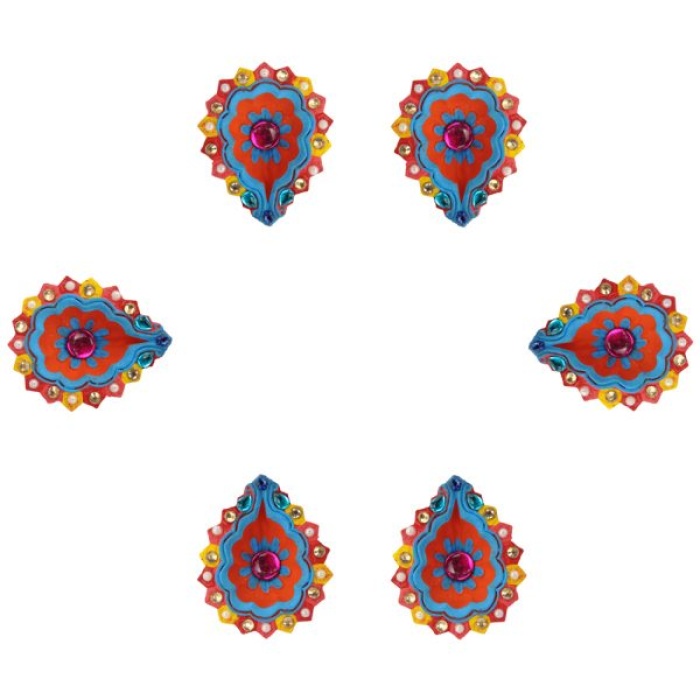 iHandikart Handicrafts Handpainted Terracotta Diyas , Multicolor ( Set of 12 ) 3 ” x 1 ” IHK4064-12 | Save 33% - Rajasthan Living 8