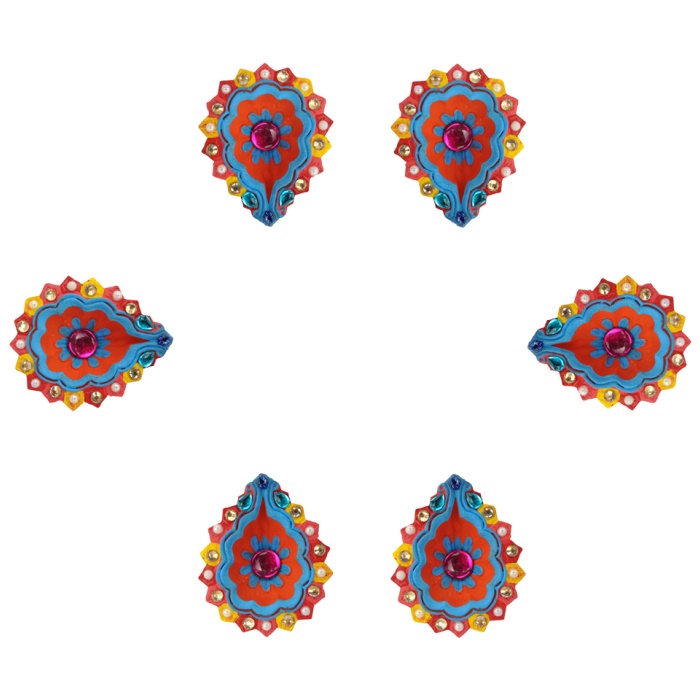 iHandikart Handicrafts Handpainted Terracotta Diyas , Multicolor ( Set of 6 ) 3 ” x 1 ” IHK4064-6 | Save 33% - Rajasthan Living 5