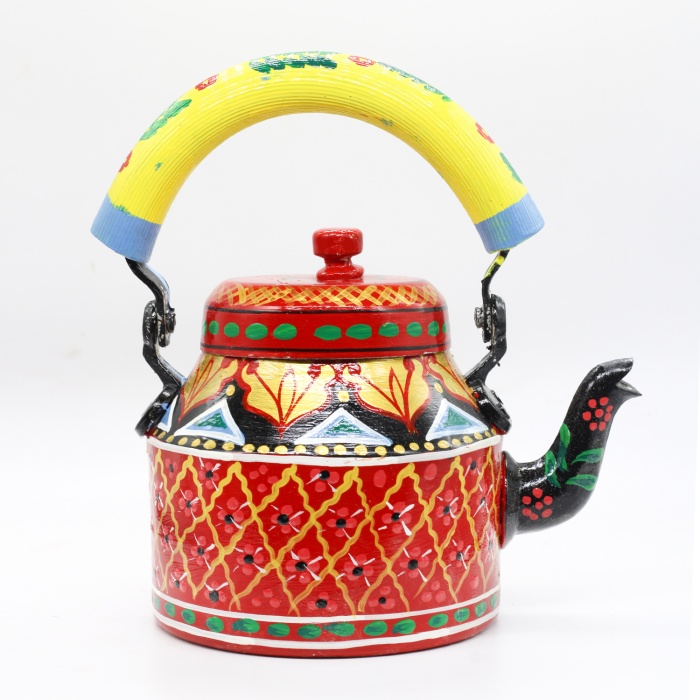 Handpainted Kettle Set 5040-T With 4 Glass & 1 Cart/Thela | Save 33% - Rajasthan Living 6