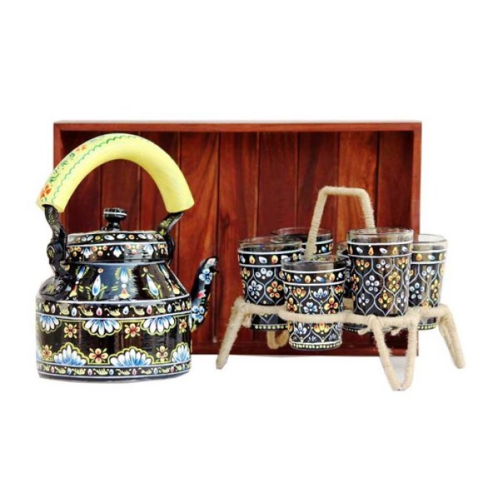 Kettle Set handcrafted With 6 Glasses & Trey | Save 33% - Rajasthan Living 5