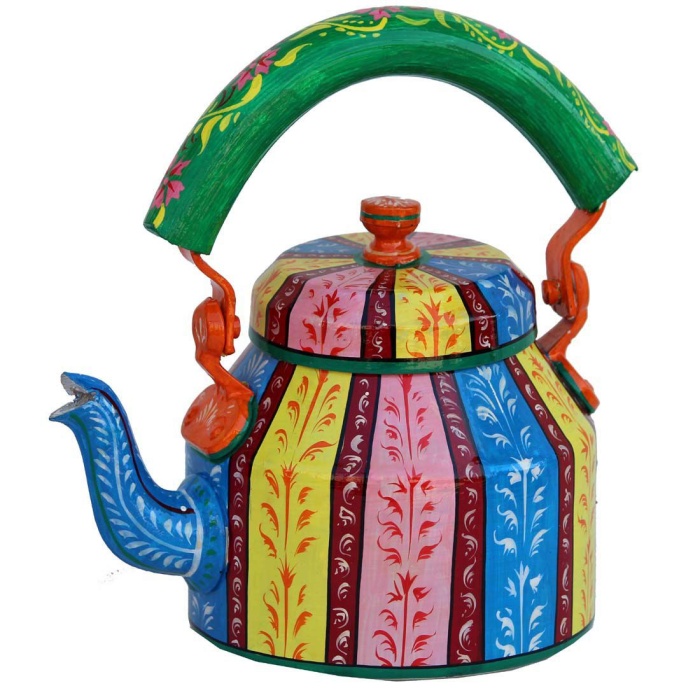 Handpainted Kettle Set 5064-T With 4 Glass & 1 Cart/Thela | Save 33% - Rajasthan Living 7