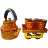 Handpainted Kettle Set 5076-T With 4 Glass & 1 Cart/Thela | Save 33% - Rajasthan Living 9