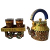 Handpainted Kettle Set 5078-T With 4 Glass & 1 Cart/Thela | Save 33% - Rajasthan Living 8