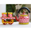 Handpainted Kettle Set 5151-T With 4 Glass & 1 Cart/Thela | Save 33% - Rajasthan Living 10