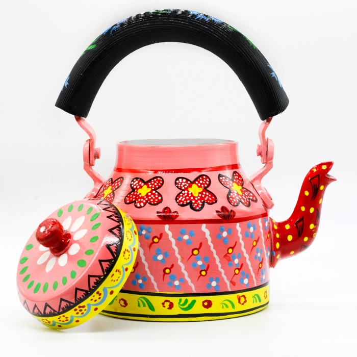 Handpainted Kettle Set 5151-T With 4 Glass & 1 Cart/Thela | Save 33% - Rajasthan Living 6