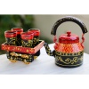 Handpainted Kettle Set 5153-T With 4 Glass & 1 Cart/Thela | Save 33% - Rajasthan Living 9
