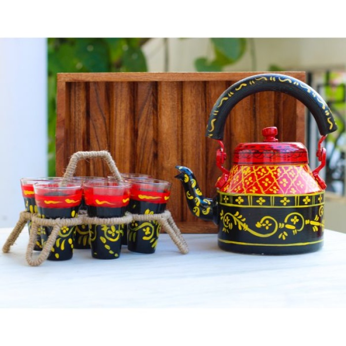 Handmade Kettle Set With 6 Glass & Trey | Save 33% - Rajasthan Living 5