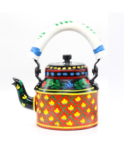 Handpainted Kettle Set 5154-T With 4 Glass & 1 Cart/Thela | Save 33% - Rajasthan Living 3