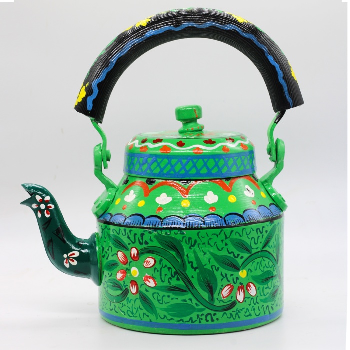 Handpainted Kettle Set 5156-T With 4 Glass & 1 Cart/Thela | Save 33% - Rajasthan Living 8