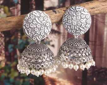 Oxidised Jhumki Earrings | Save 33% - Rajasthan Living 9