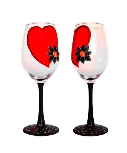 iHandikart Valentine Wine Glasses (Set of 2 Glass) for Gift Anniversary | Date Night |Besties |BFF| Bridesmaids | Weddings | Parties. 30010 | Save 33% - Rajasthan Living