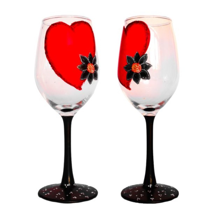 iHandikart Valentine Wine Glasses (Set of 2 Glass) for Gift Anniversary | Date Night |Besties |BFF| Bridesmaids | Weddings | Parties. 30010 | Save 33% - Rajasthan Living 5