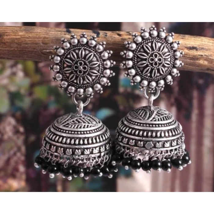 Oxidised Silver Plated Jhumki | Save 33% - Rajasthan Living 6