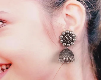 Bollywood Oxidised Silver Plated Earrings Jewellery | Save 33% - Rajasthan Living 9