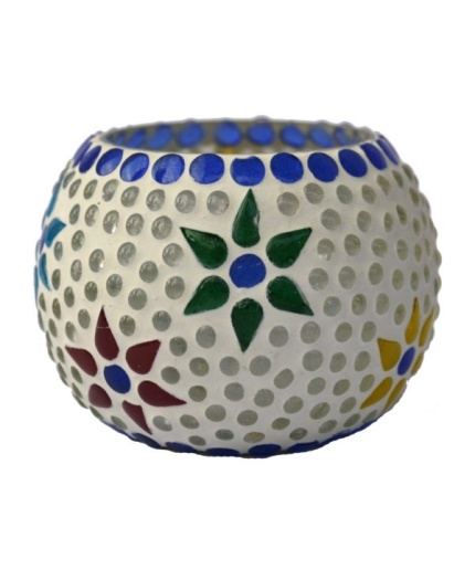 Mosaic Tealight stand of Glass Matericl from iHandikart Handicraft (Pack of 3) Mosaic Finish (IHK9009) Multicolour? | Save 33% - Rajasthan Living 3