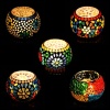 Mosaic Tealight stand of Glass Matericl from iHandikart Handicraft (Pack of 5) Mosaic Finish,Crackle Finish (IHK9021) Multicolour? | Save 33% - Rajasthan Living 9