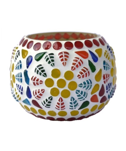 Mosaic Tealight stand of Glass Matericl from iHandikart Handicraft (Pack of 1) Mosaic Finish (IHK9031) Multicolour? | Save 33% - Rajasthan Living 3
