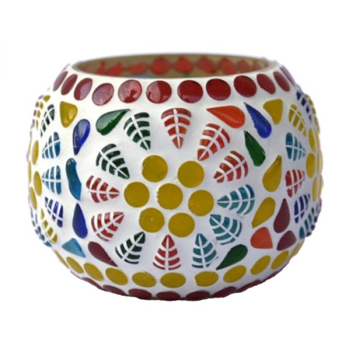 Mosaic Tealight stand of Glass Matericl from iHandikart Handicraft (Pack of 3) Mosaic Finish (IHK9009) Multicolour? | Save 33% - Rajasthan Living 9