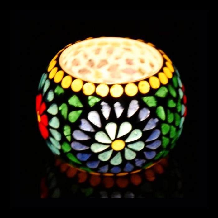 Tealight Holder of Glass with Mosaic Work iHandikart Handicraft (Set of 2)Mosaic Finish (IHK-9072) | Save 33% - Rajasthan Living 8