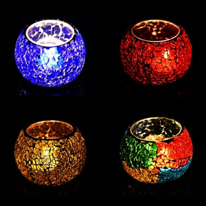 Tealight Stand (Glass) Mosaic Work Glass From iHandikart Handicrafts (Set of 4) Mosaic Finish, IHK-9038 | Save 33% - Rajasthan Living 5