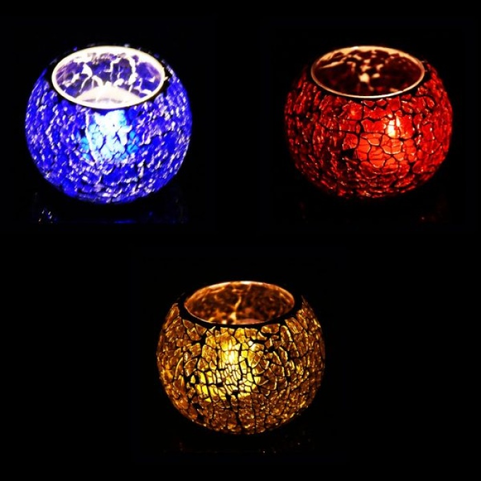 Tealight Stand (Glass) Mosaic Work Glass From iHandikart Handicrafts (Set of 3) Mosaic Finish, IHK-9044 | Save 33% - Rajasthan Living 6