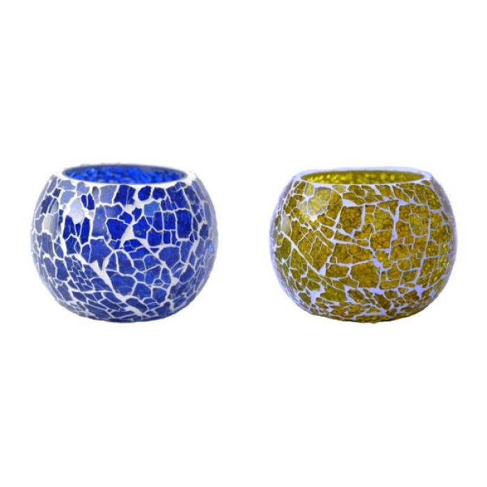 Tealight Stand (Glass) Mosaic Work Glass From iHandikart Handicrafts (Set of 2) Mosaic Finish, IHK-9046 | Save 33% - Rajasthan Living 6