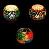 Mosaic Tealight stand of Glass Matericl from iHandikart Handicraft (Pack of 3) Mosaic Finish,Crackle Finish (IHK9047) Multicolour? | Save 33% - Rajasthan Living 9