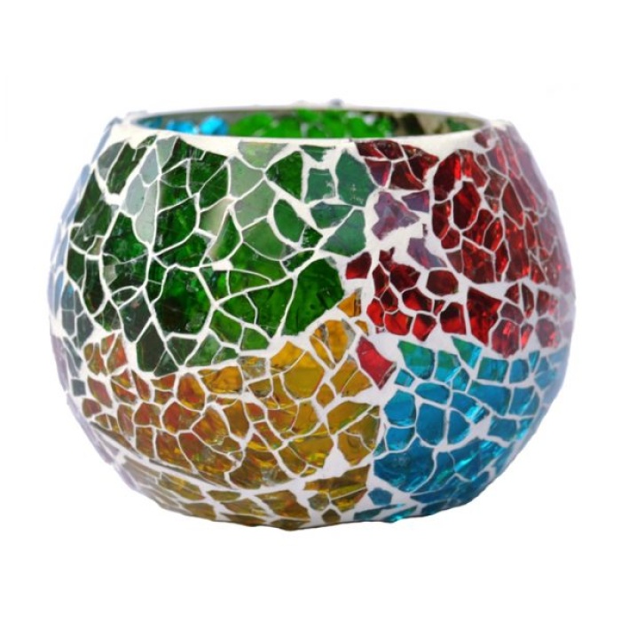 Tealight Stand (Glass) Mosaic Work Glass From iHandikart Handicrafts (Set of 2) Mosaic Finish, IHK-9036 | Save 33% - Rajasthan Living 8