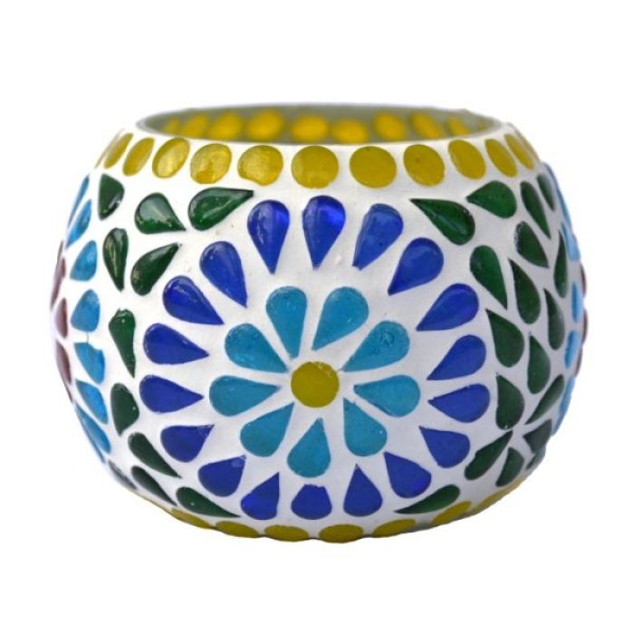 Mosaic Tealight stand of Glass Matericl from iHandikart Handicraft (Pack of 2) Mosaic Finish (IHK9049) Multicolour? | Save 33% - Rajasthan Living 9