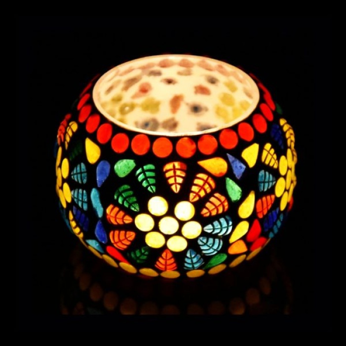 Mosaic Tealight Holder IHK9086 (Set of 1)Mosaic Finish | Save 33% - Rajasthan Living 5