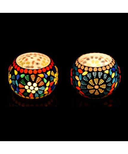 Mosaic Tealight Holder IHK9087 (Set of 2)Mosaic Finish | Save 33% - Rajasthan Living
