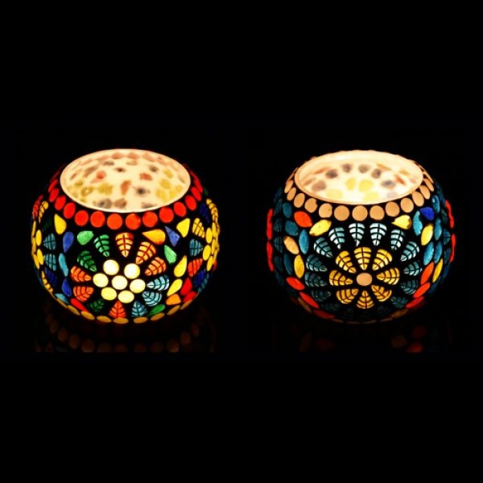 Mosaic Tealight Holder IHK9087 (Set of 2)Mosaic Finish | Save 33% - Rajasthan Living 6