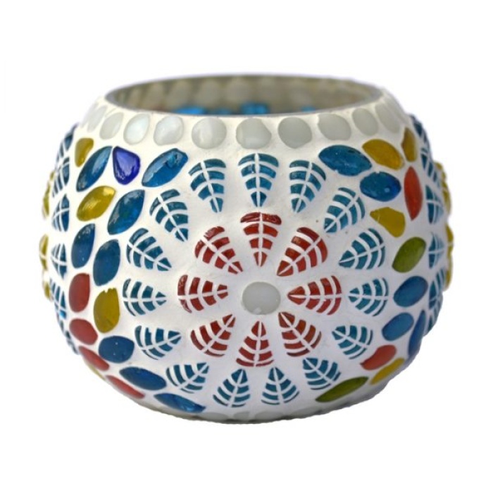 Mosaic Tealight stand of Glass Matericl from iHandikart Handicraft (Pack of 2) Mosaic Finish (IHK9007) Multicolour? | Save 33% - Rajasthan Living 8