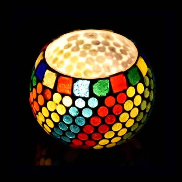 Mosaic Tealight Holder IHK9102 (Glass) (Pack of 2) | Save 33% - Rajasthan Living 8